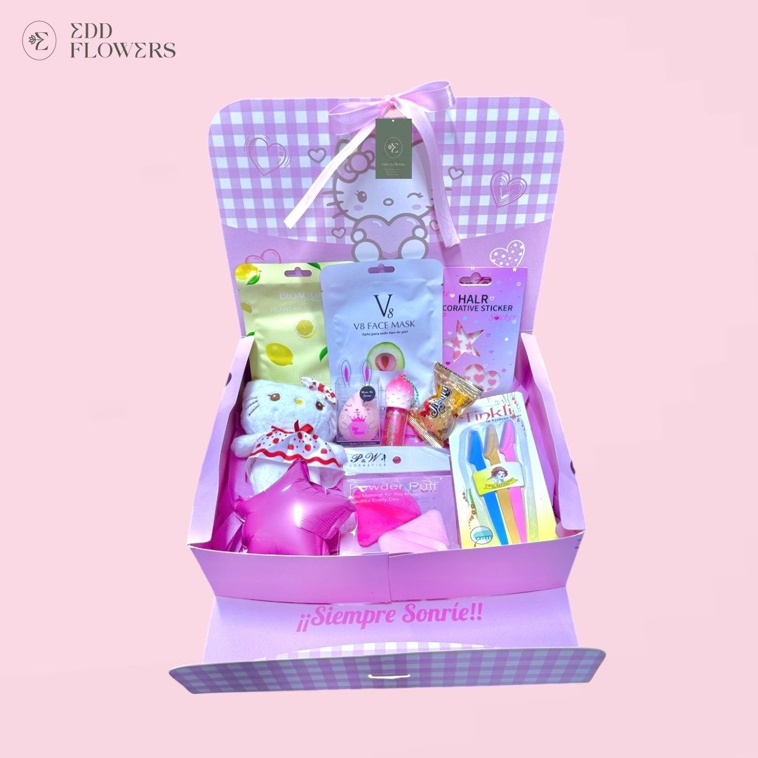 Box Sorpresa Hello Kitty con maquillaje skincare y peluche