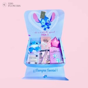 Caja de maquillaje Angel en tonos rosados con brochas, cosméticos y accesorios de belleza para regalo – Edd Flowers