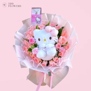 Ramo Gigante Hello Kitty Rosas con peluche y caja de collar